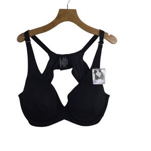 Catherines Women's Underwired Plunge Bra Wide Straps Black Size 52B NWT